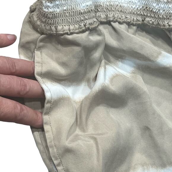 Beach Lunch Lounge Size Medium Tan White Tie Dye Pants Pockets Paper Bag Waist - Picture 7 of 9